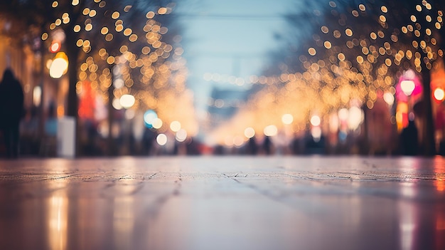 Generative KI Weihnachtsmarkt verschwommener Hintergrund Winterstraßenmarkt in Europa