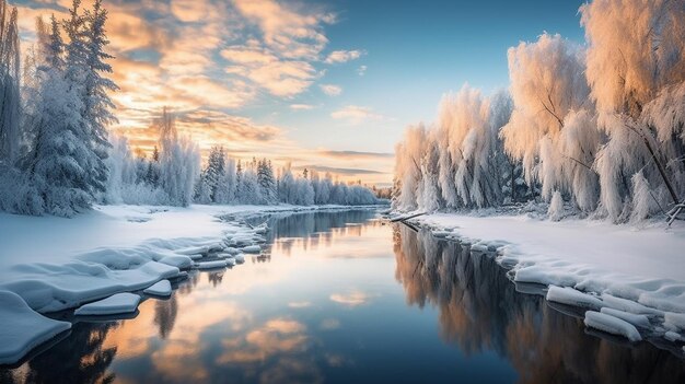 Generative KI-Winterlandschaften Erleben Sie die Schönheit der Winterlandschaften