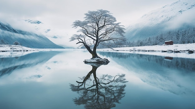 Generative KI-Winterlandschaften Erleben Sie die Schönheit der Winterlandschaften