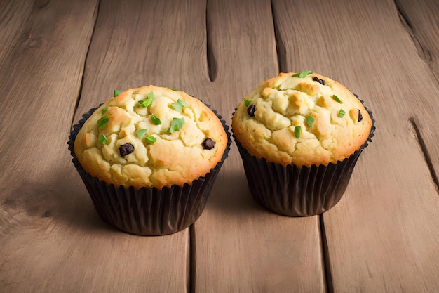 Generative Kunst von Schokoladenstückchen-Muffins von AI