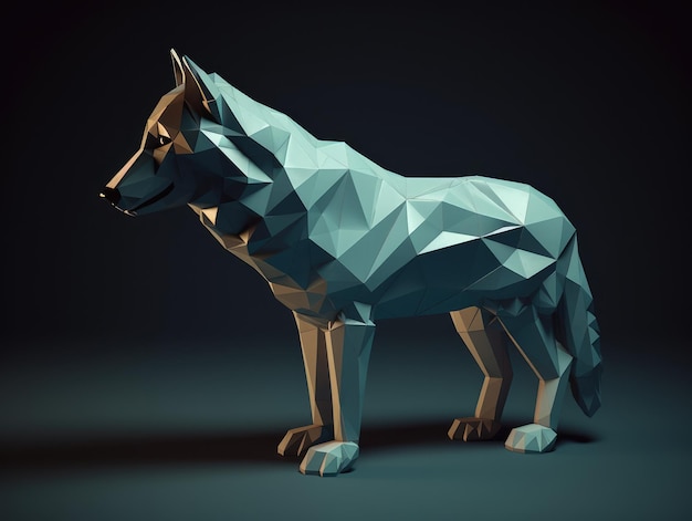 Foto generative low-poly-3d-wolf-ki