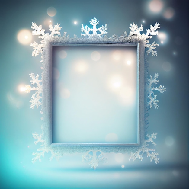 Generativer AI Frosty Wonderland Winter Bokeh-Rahmen für winterliche Designs