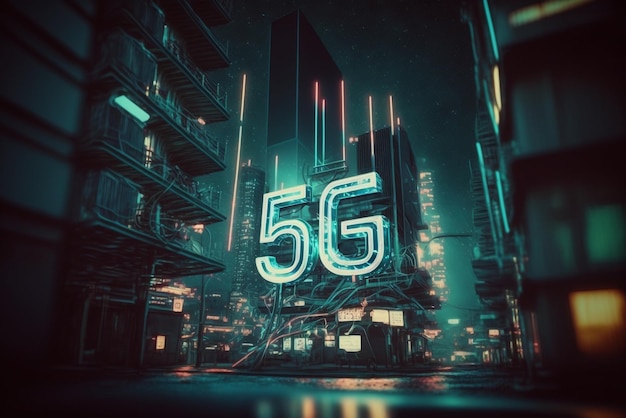 Generativer KI-Abstrakter 5G-Hintergrund für neue drahtlose Internetverbindungen