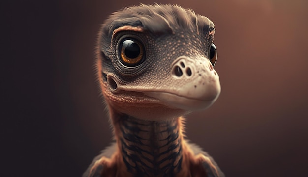 Generatives KI-Baby von Velociraptor altem Fleischfresser-Dinosaurier ausgestorbenes Tier Niedliches kleines Tier