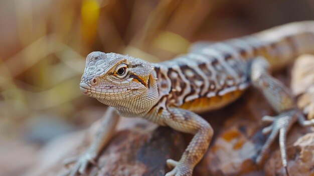 Generatives KI-Foto von A Whiptail Lizard Reptiles auf einem hohen Felsen, das neben der Vorderseite aussieht