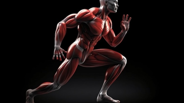 Generatives künstliches männliches Muskelsystem vor dem Hintergrund eines Fitness- und Gesundheitskonzepts