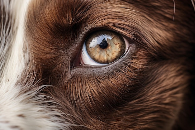 Foto generativo ai brown border collie head detial olhos de cachorro fechados olhar inocente de animal