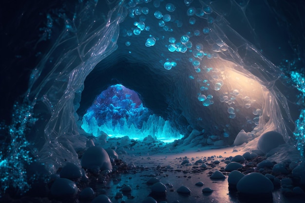 Generativo Ai de la cueva de hielo de Alaska