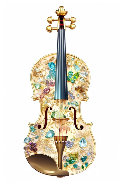 Generativo AI hermoso instrumento musical broche de violín piedra de ópalo y paleta de colores dorados