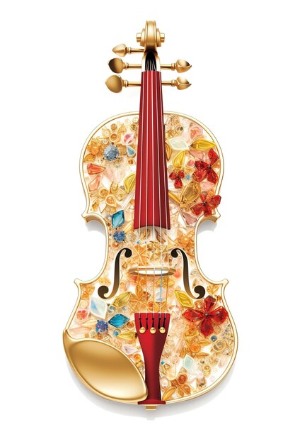 Generativo AI hermoso instrumento musical broche de violín piedra de ópalo y paleta de colores dorados