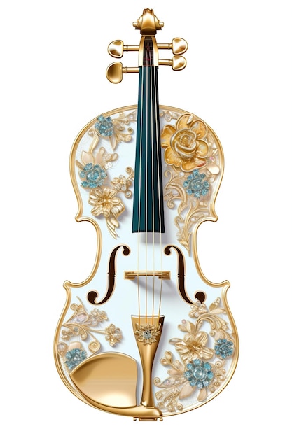 Generativo AI hermoso instrumento musical broche de violín piedra de ópalo y paleta de colores dorados