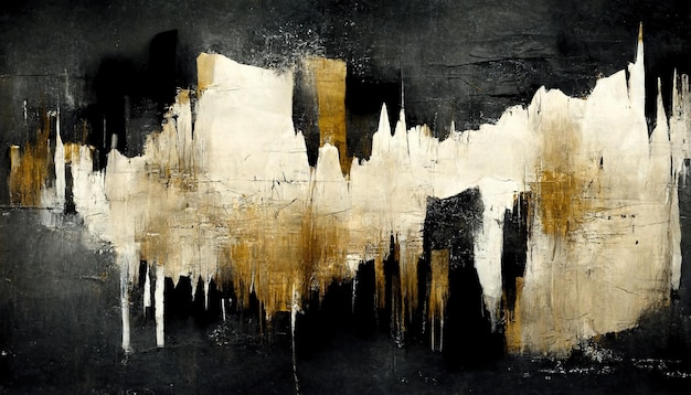 Generativo AI Ivory dourado e preto aquarela abstrato pintado fundo tinta preta