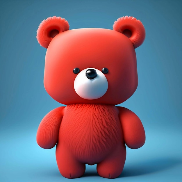 Generativo ai rojo lindo oso de peluche sosteniendo un corazón
