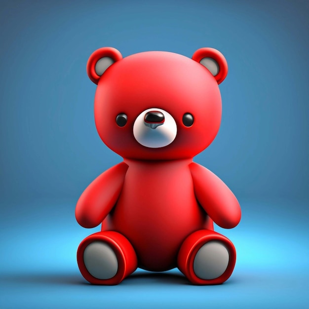 Generativo ai rojo lindo oso de peluche sosteniendo un corazón