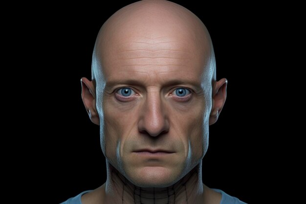 Foto genere una imagen de 8k de un androide parecido a un humano con una apariencia realista, asegurando que la parte posterior de