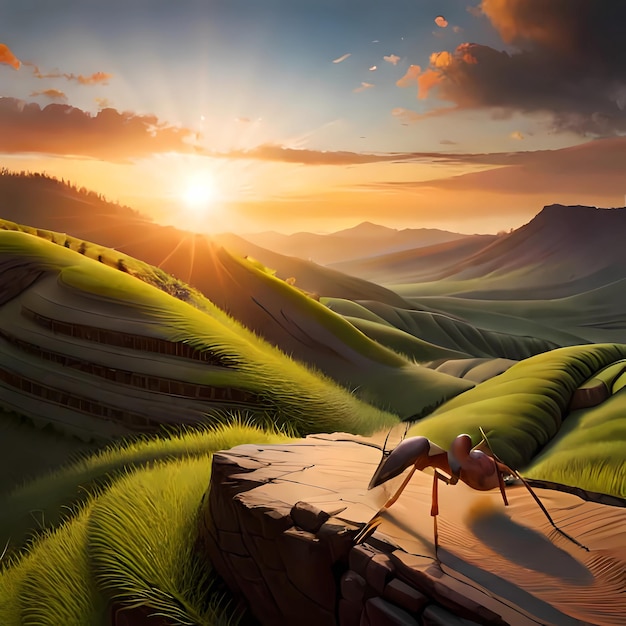 generierte Illustration von Ameiseninsekten in wunderschöner Natur