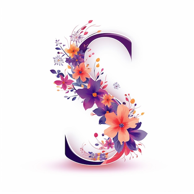 Generisches Logo-Blumenmuster mit dem Buchstaben S auf weißem, isoliertem Hintergrund