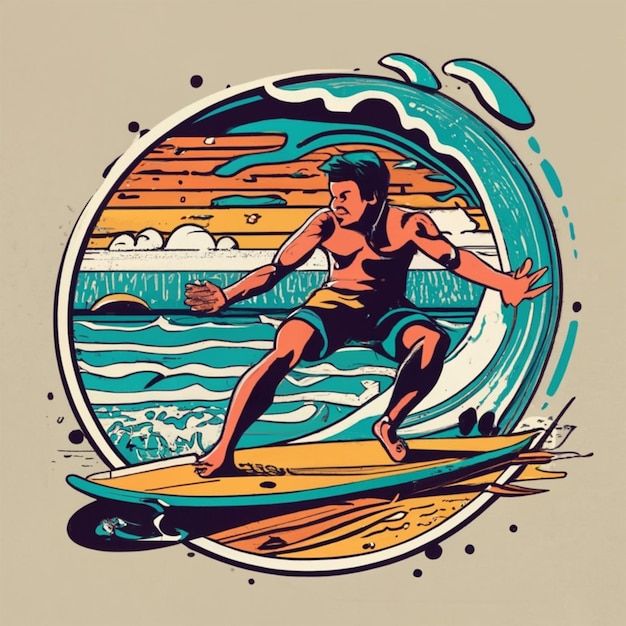 Se generó un lindo clip art de surf