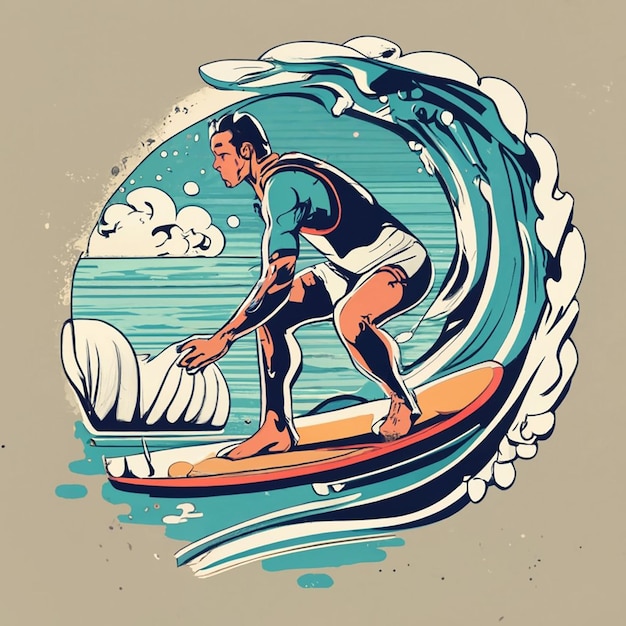 Se generó un lindo clip art de surf