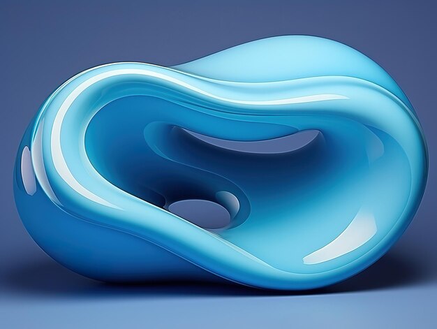 Generosa forma azul abstracta contra un fondo blanco Ilustración 3D
