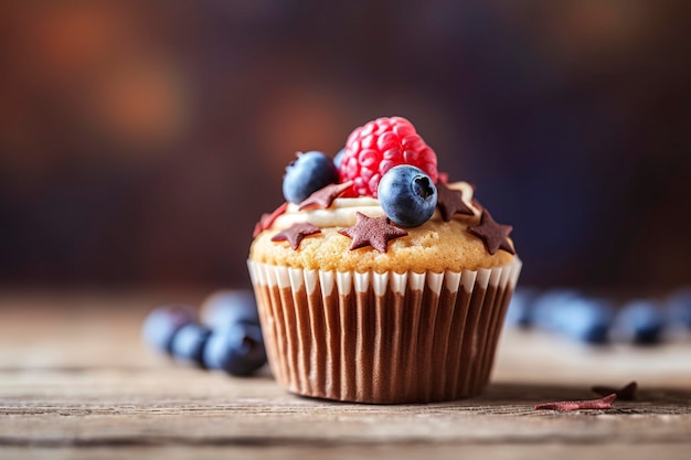 Un generoso pastel con frutas sabrosas con vitaminas generadas por Ai