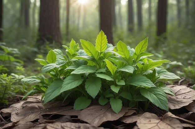 Genervte, una hierba verde que se encuentra en el bosque