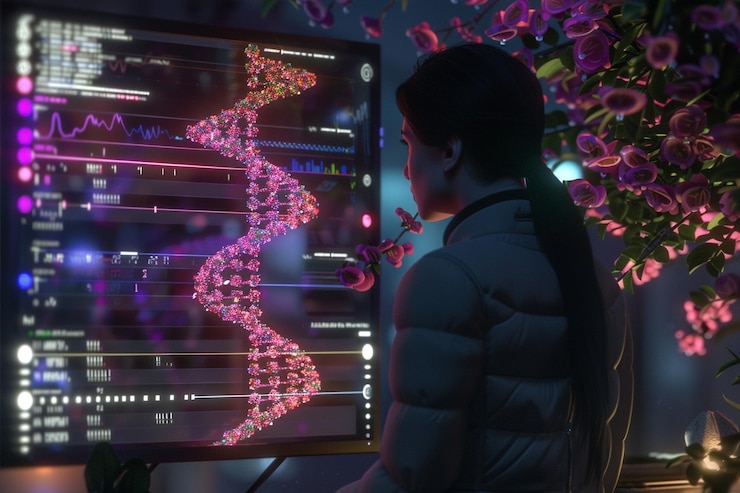 Foto genéticos y biohackers creando un amor más allá