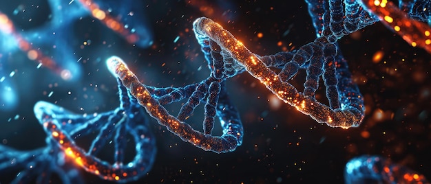 Genetische und biotechnologische Darstellungen glühende DNA-Helix in einem konzeptionellen Bild