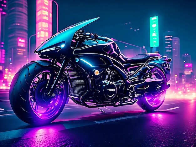 genial bicicleta futurista en un generador de ai de carretera cyberpunk