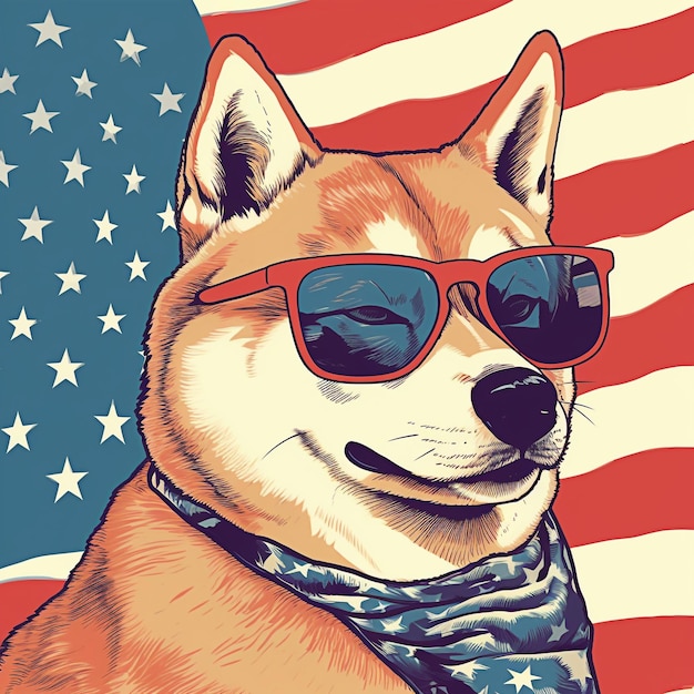 Genial perro shiba inu con gafas de sol