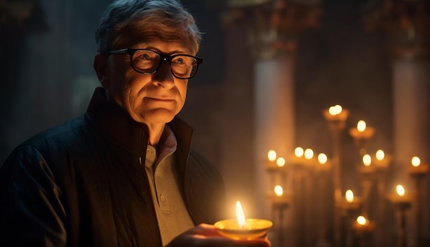 Genie Bill Gates auf einem dunklen Hintergrund Generative KI