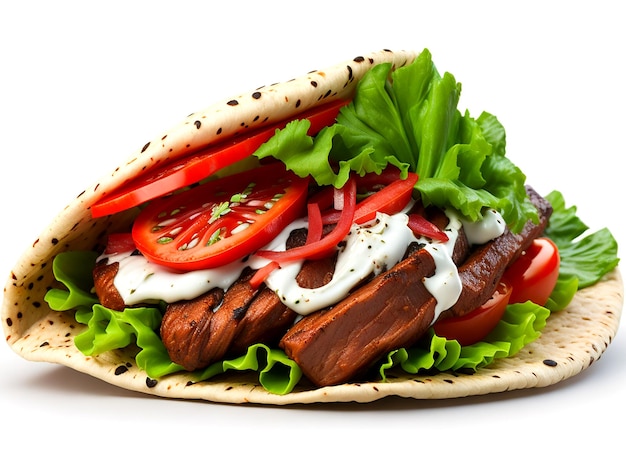 Genießen Sie die Aromen eines Döner-Kebab-Wraps mit saftigem Fleisch AI_Generated
