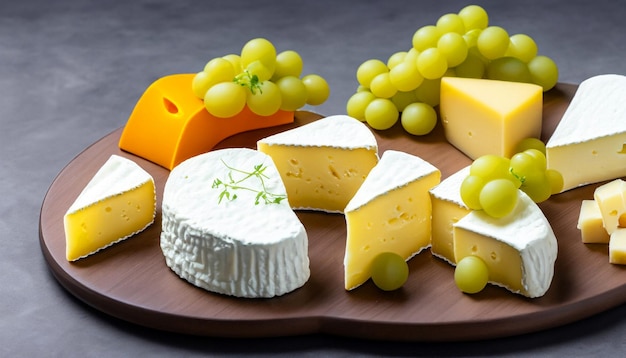 Genießen Sie die Artistik-Käseplatte mit Brie, Camembert, Cheddar und mehr