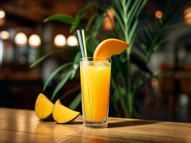 Genießen Sie ein Glas Mangosaft und ein alkoholfreies Getränk von AI Generation