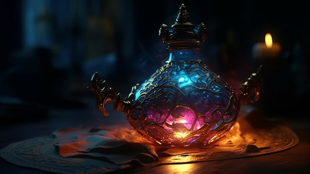 Gênio enigmático se manifesta a partir da lâmpada encantada trazendo magia ao mundo