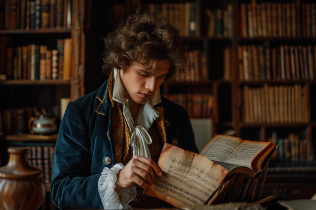 Foto genio musical compositor alemán pianista y director ludwig van beethoven una figura fundamental que une el clasicismo y el romanticismo cuyas composiciones atemporales resuenan en todo el mundo