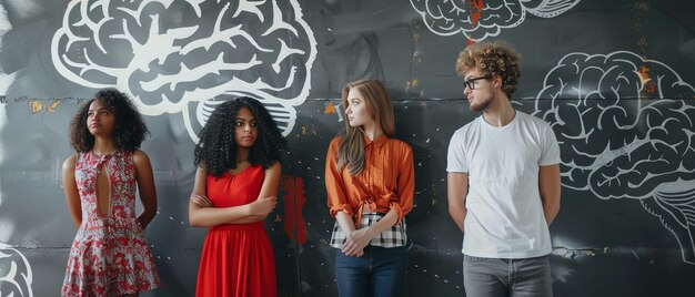 Los genios de la tormenta de ideas una historia de una dama afroamericana en un vestido rojo chica nerd y