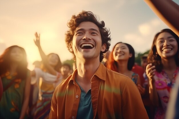 Foto la gente asiática disfrutando en un festival de música