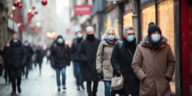 Foto gente caminando por la ciudad durante la pandemia de coronavirus