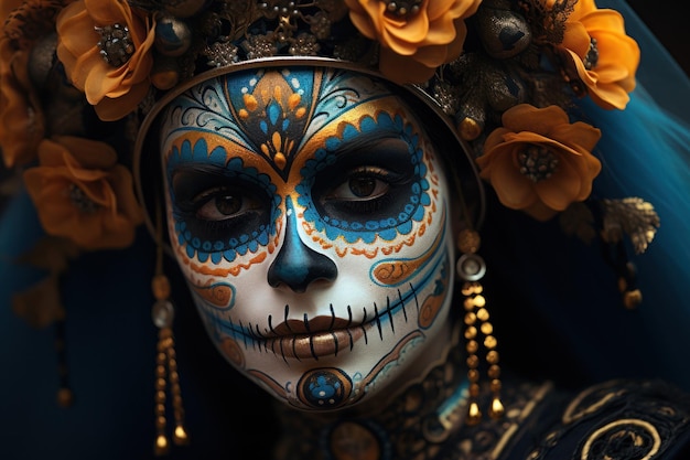 La gente celebra el Día de los Muertos AI generativa