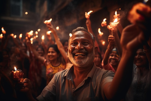 la gente celebra en el festival diwali festival tradicional indio cultura india