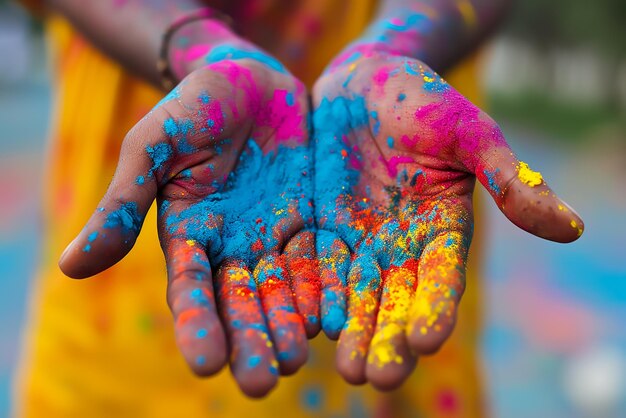 Foto la gente celebra el festival de holi en la india.