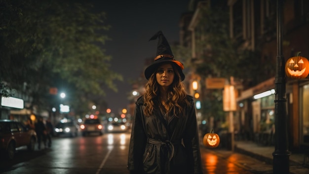 la gente celebra halloween en la ciudad