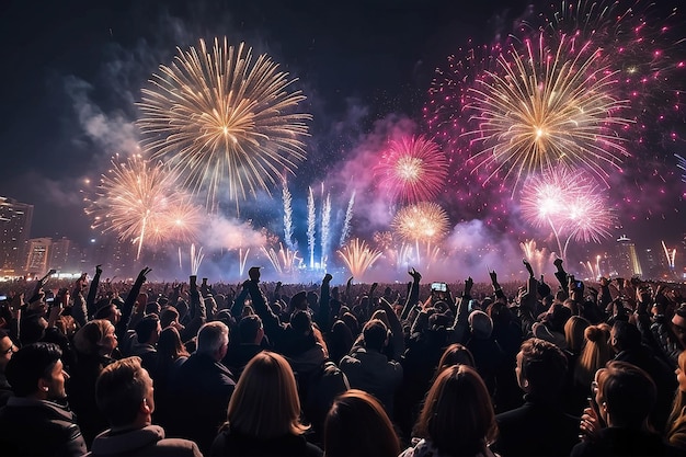 La gente celebra la víspera de Año Nuevo.