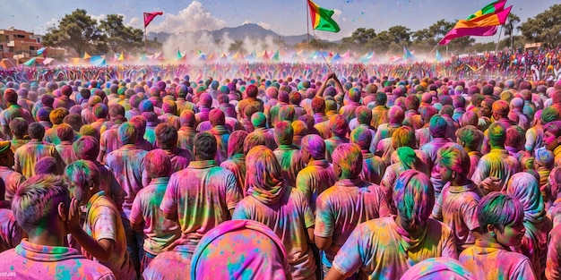 Foto gente celebrando el festival holi