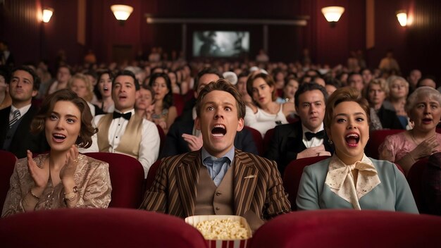 Foto la gente en el cine viendo una película