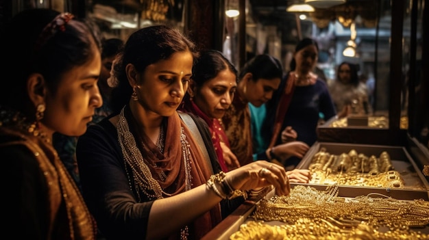 Gente comprando oro en una tienda en nueva delhi