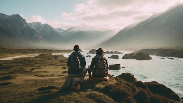 La gente disfruta de la vista del paisaje