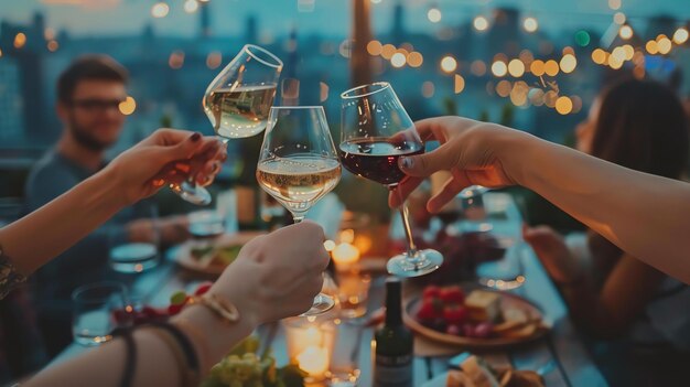 Gente disfrutando del vino en una fiesta