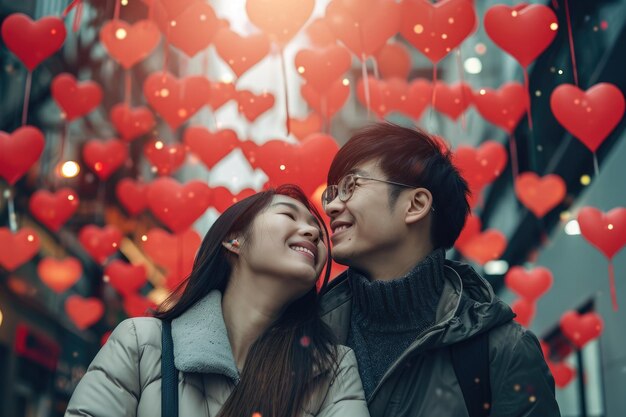 Gente enamorada celebrando el día de san valentín el día del amor pragma.